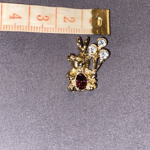 Vintage February Birthstone Teddybear with Balloons Pendant Costume Jewelry - Picture 12 of 13
